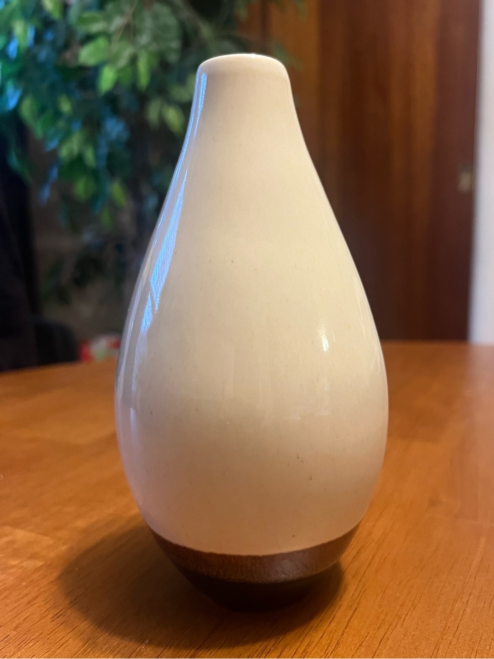 Ceramic Teardrop Vase in Cream and Brown - Home Accents